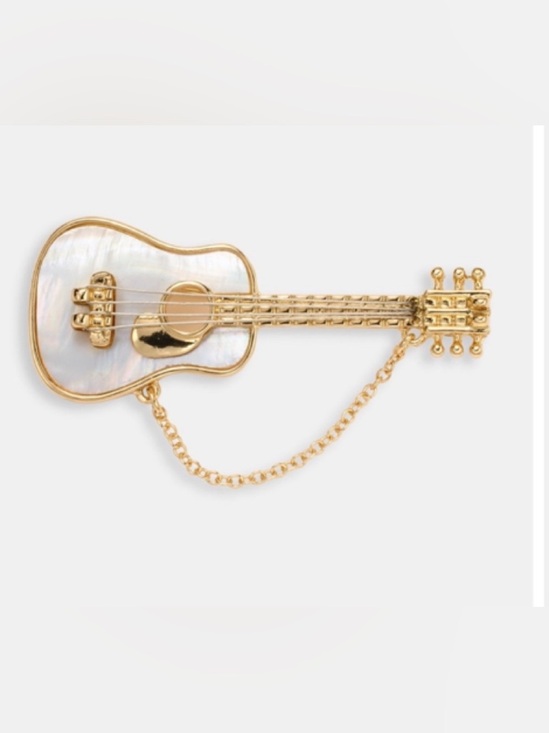 Anne Klein Jewelry - Anne Klein Mother-of-Pearl & Cup Chain Guitar Pin